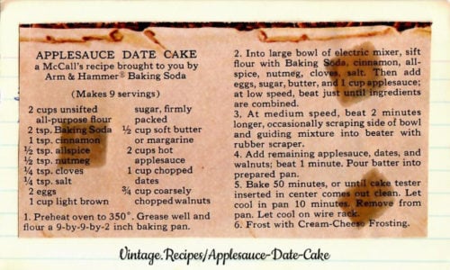 Applesauce Date Cake