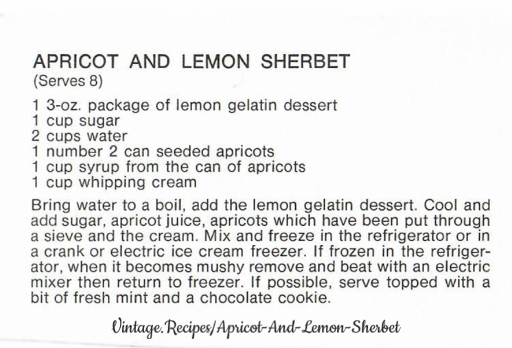 Apricot And Lemon Sherbet