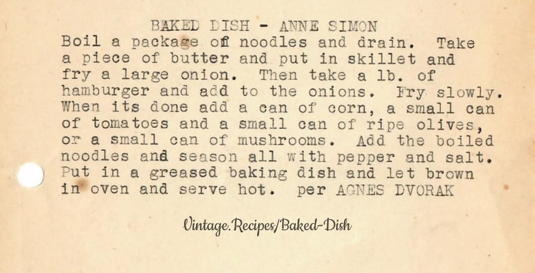 Baked Dish – Anne Simon - vintage.recipes