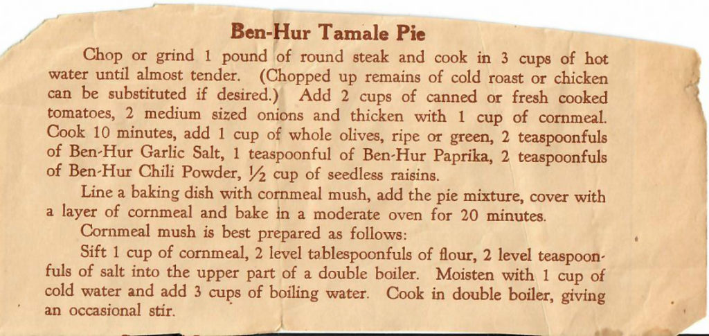 Ben-Hur Tamale Pie
