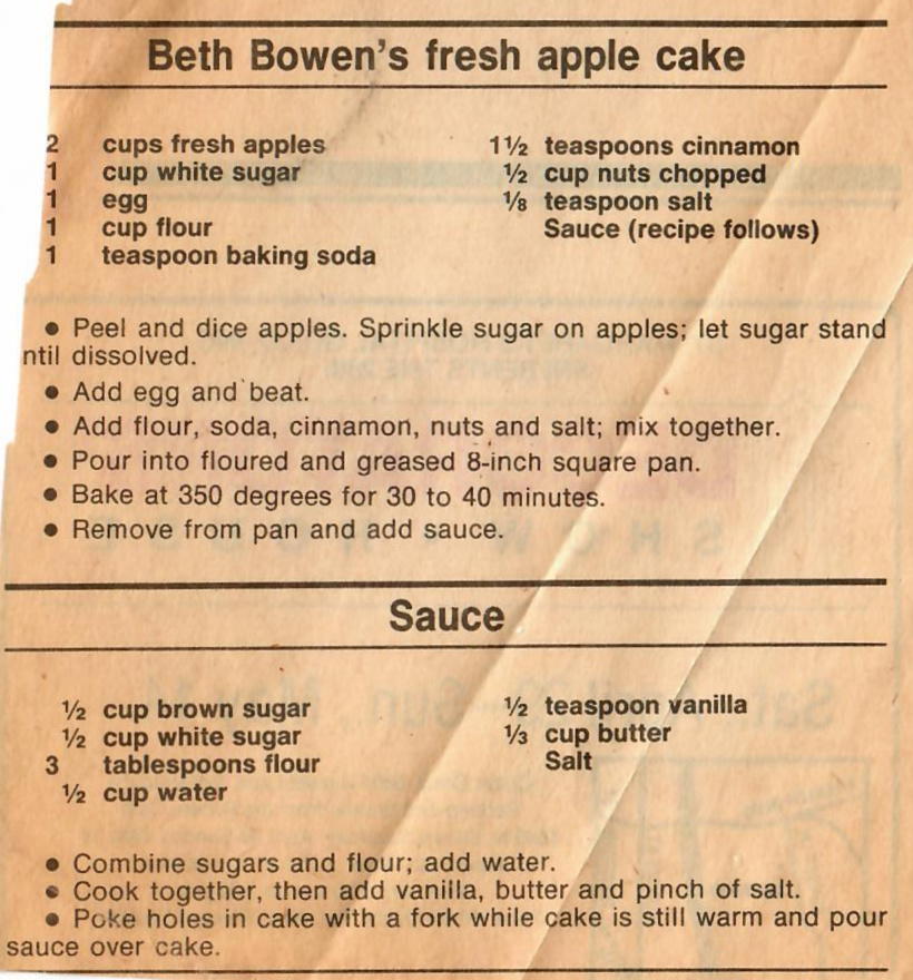 Apple Cake - Beth Bowen's