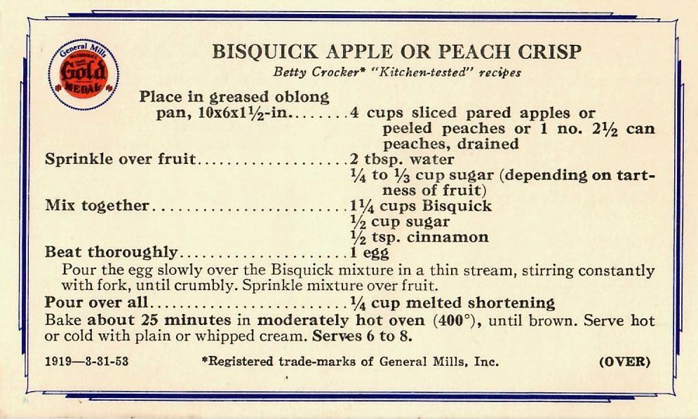 Bisquick Apple Crisp or Peach Crisp
