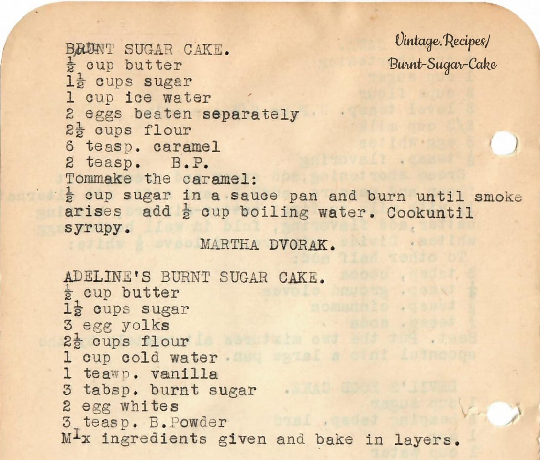 Burnt Sugar Cake vintage.recipes