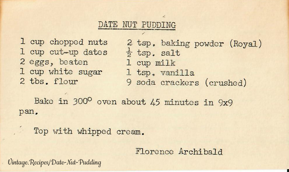 Date Nut Pudding