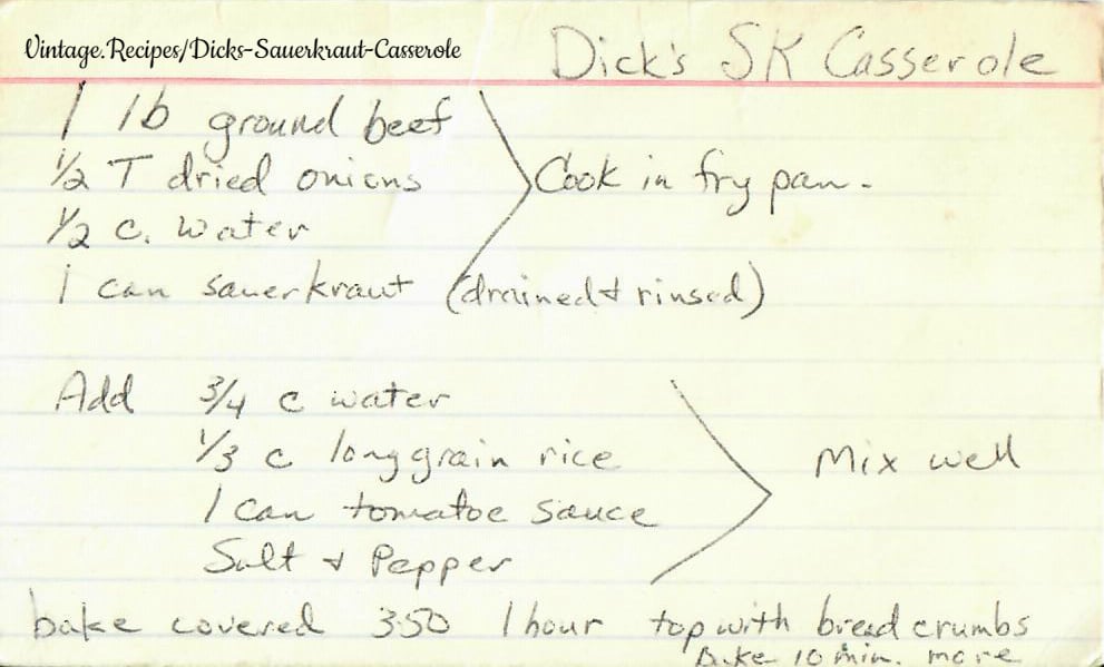Dick's Sauerkraut Casserole