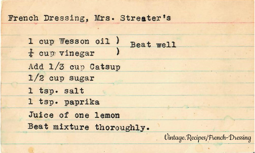 Mrs. Streater's French Dressing