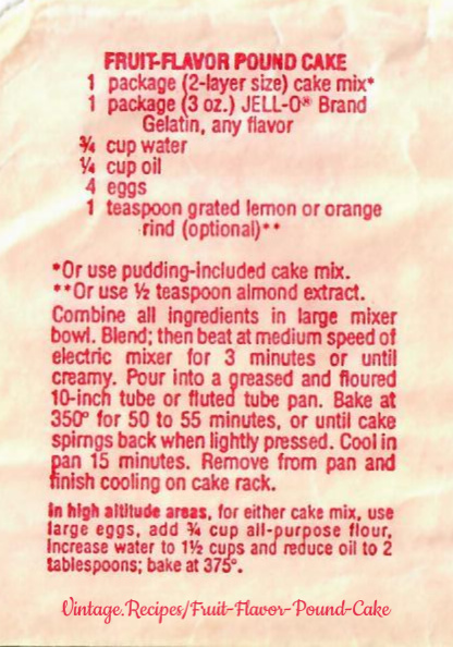 Jell-O Fruit-Flavor Pound Cake