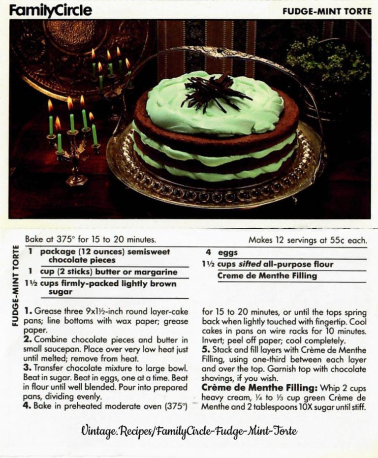 FamilyCircle FudgeMint Torte vintage.recipes