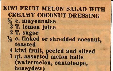 Kiwi Fruit Melon Salad with Creamy Coconut Dressing