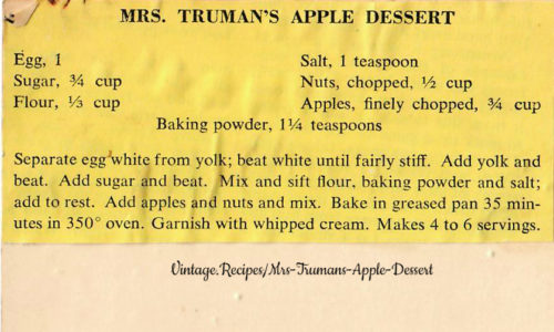 Mrs. Truman's Apple Dessert