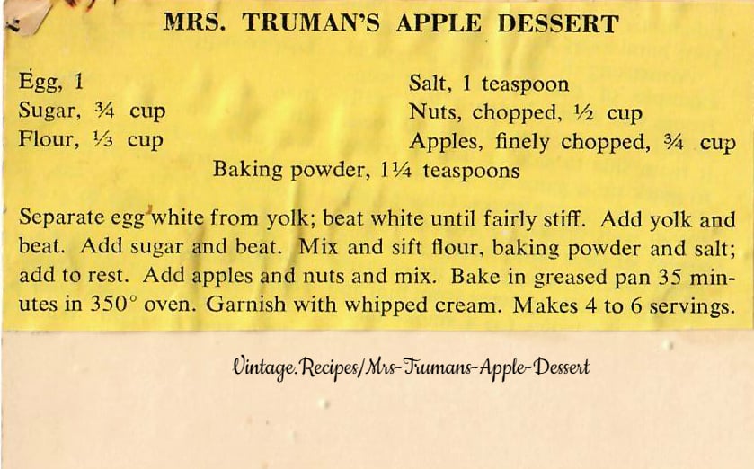Mrs. Truman's Apple Dessert