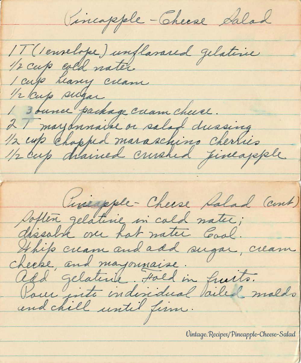 Molded Cheese And Pineapple Salad