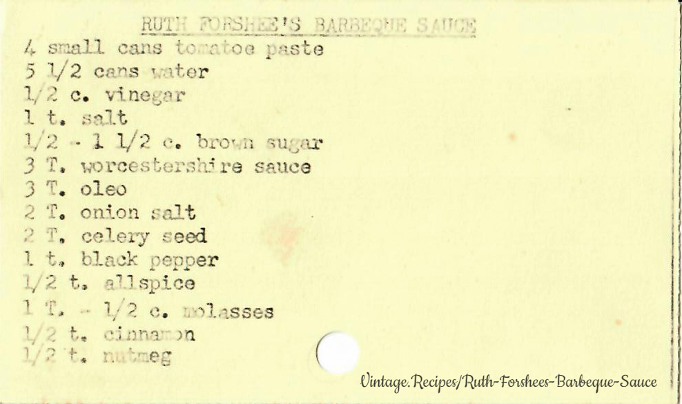 Ruth Forshee's Barbeque Sauce