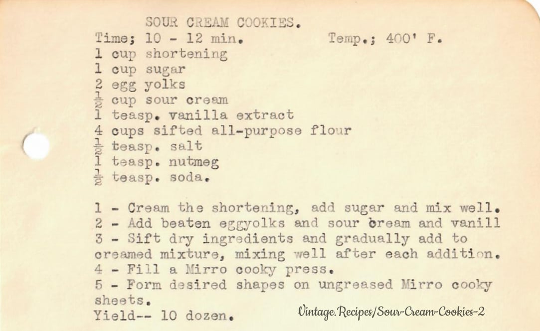 Sour Cream Cookies Mirro Cooky Press vintage.recipes