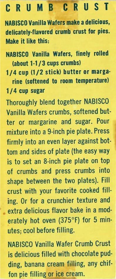 Vanilla Wafer Crumb Crust