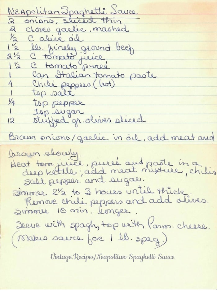 Neapolitan Spaghetti Sauce - vintage.recipes