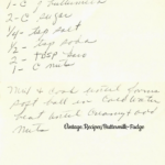 A vintage handwritten recipe card for Buttermilk Fudge.