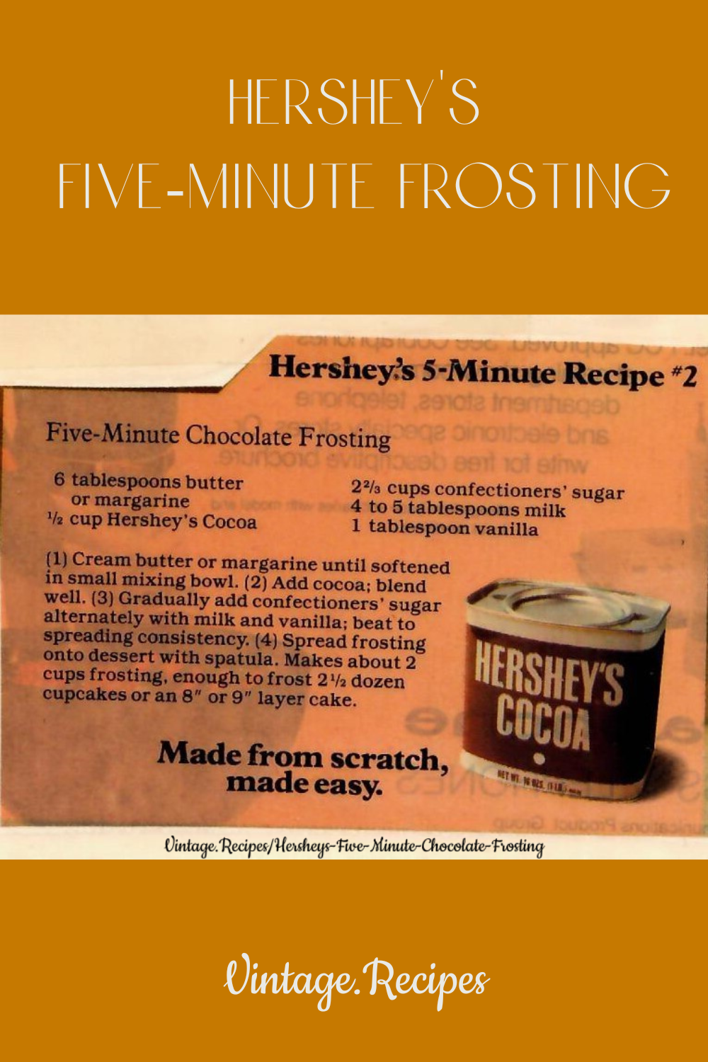 Hershey’s Five Minute Chocolate Frosting vintage.recipes