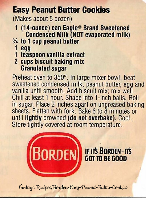Borden's Easy Peanut Butter Cookies