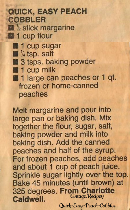 Quick Easy Peach Cobbler Vintage Recipes   Quick Easy Peach Cobbler 